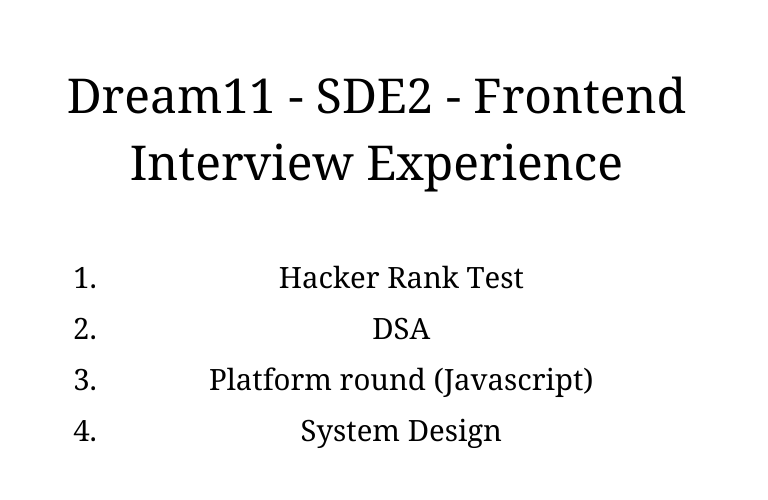 Dream11 - SDE2 - Frontend Interview Experience