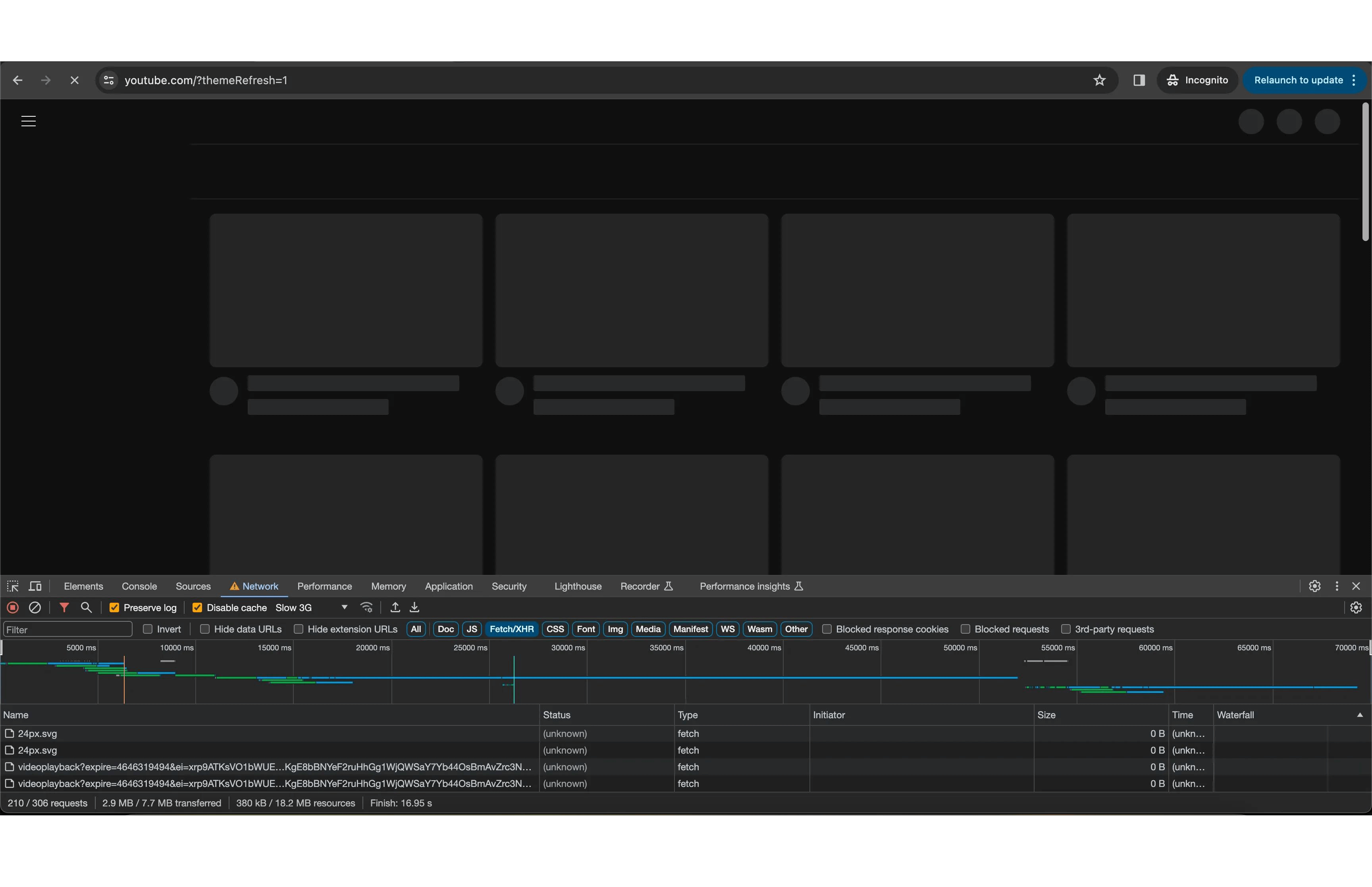 Youtube rendering skeleton UI