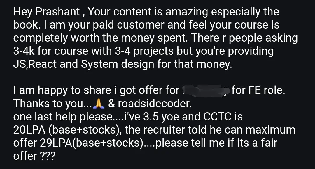 Got a 29 lpa from Razorpay as FE