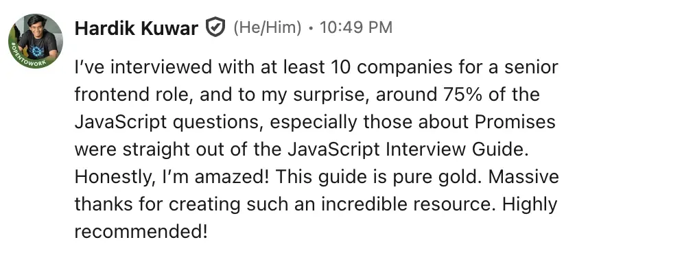 75% frontend interview questions were from JavaScript Interview Guide